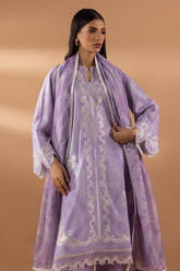Stitched Lawn Embroidered Shirt + Culotte + Dupatta